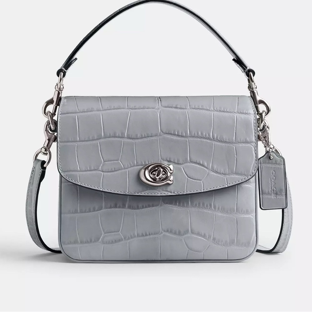 Coach Gray Crossbody Bag with Crocodile Texture—Brand New